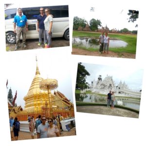 Alcune delle visite del Tour al Nord: il Wat Mahathat di Sukhothai, il chedi d'oro al Doi Suthep di Chiang Mai e il tempio bianco di Chiang Rai.